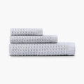 Onsen 3-Piece Waffle Cotton Bath Towel, Hand Towel & Washcloth Set White