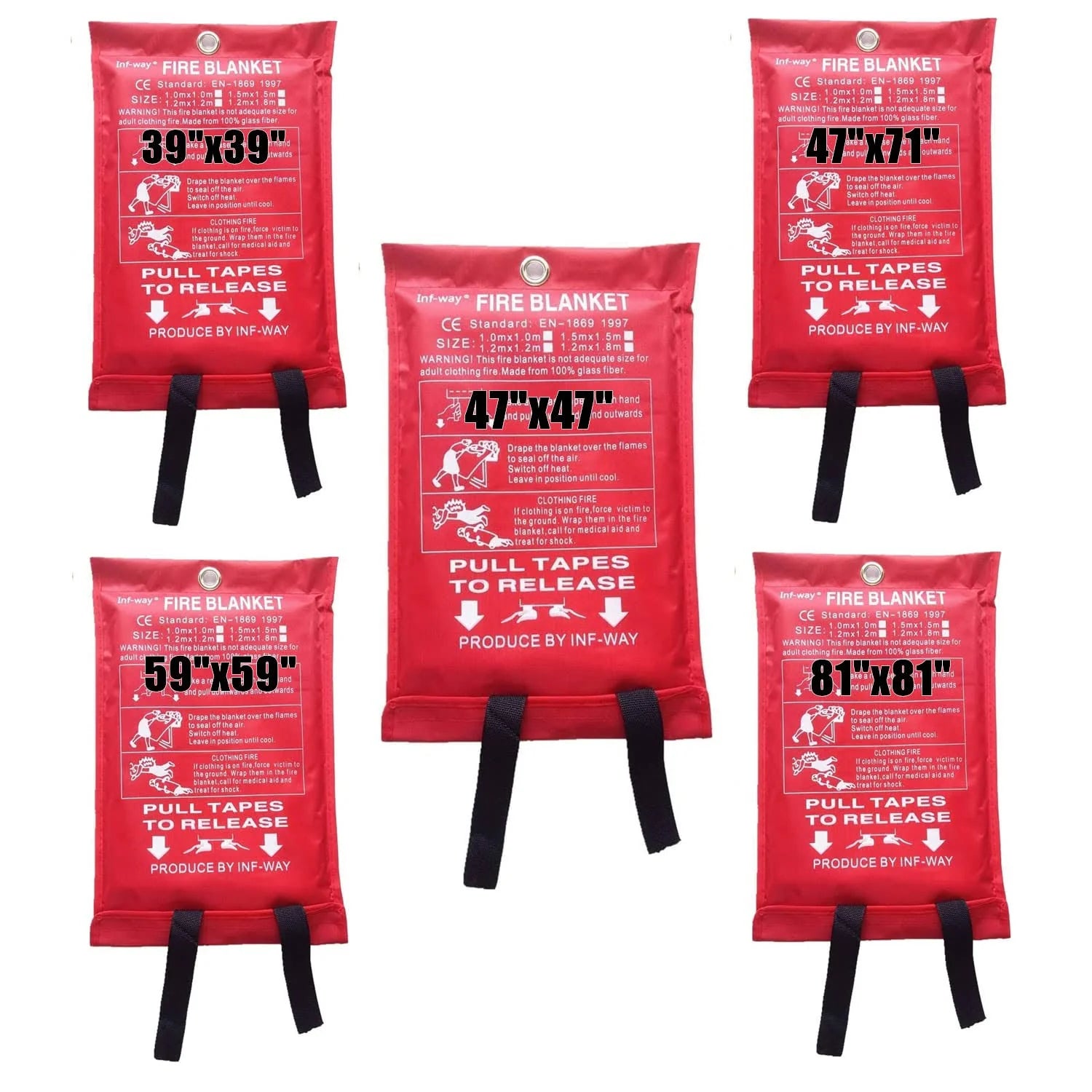 Inf-way Fire Blanket 5959 Fiberglass Flame Retardent Emergency Surival Shelter Safety Cover L5959