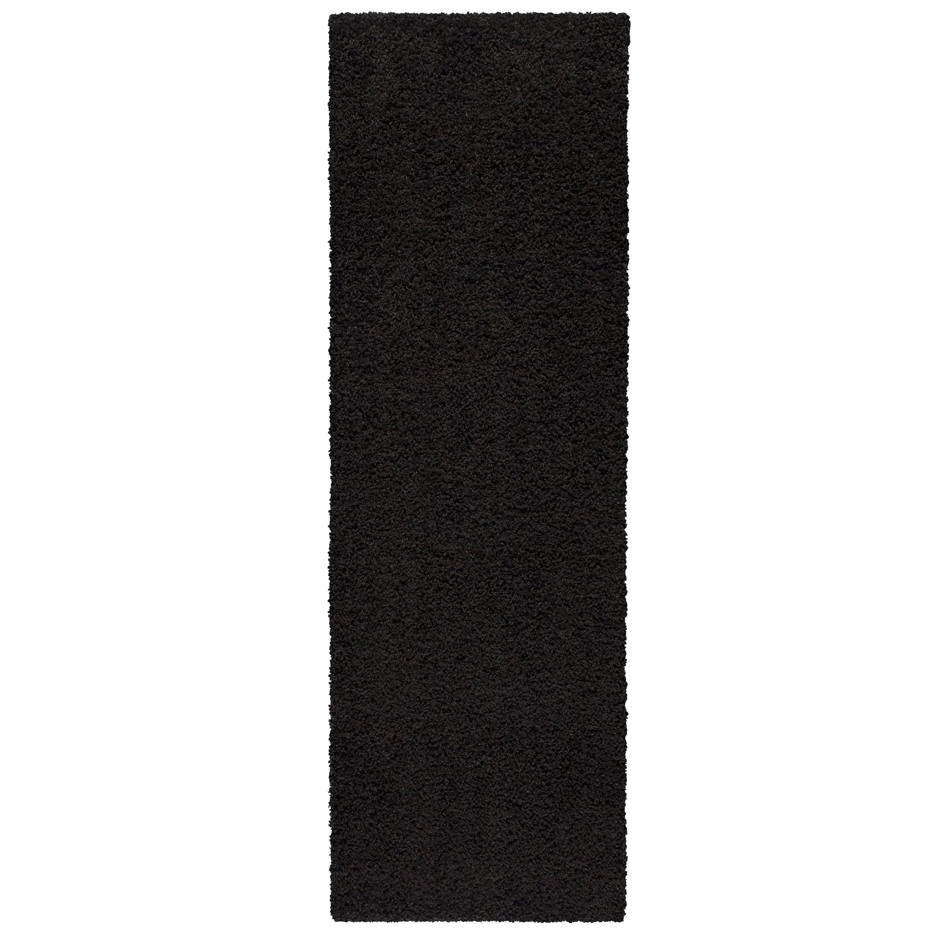 Mainstays 1' 9" x 5' Solid Casual Shag Runner Rug - Black - Each