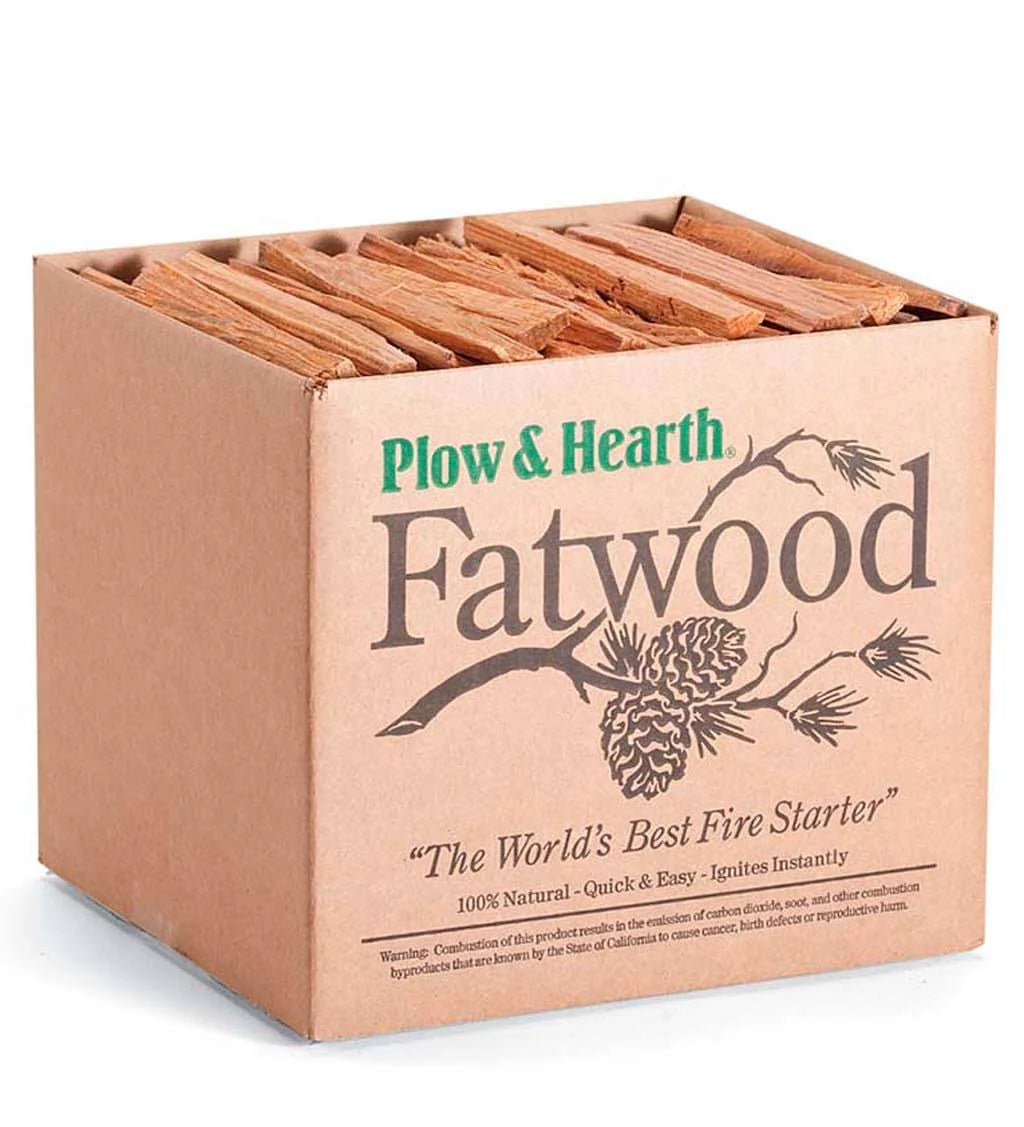Plow & Hearth Boxed Fatwood Fire Starter All Natural Organic Resin Rich Eco Friendly Kindling Sticks for Wood Stoves Fireplaces Campfires Fire Pits