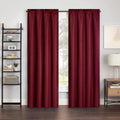 Eclipse Samara Solid Color Blackout Rod Pocket Single Curtain Panel, Oxblood, 42 x 84, Red