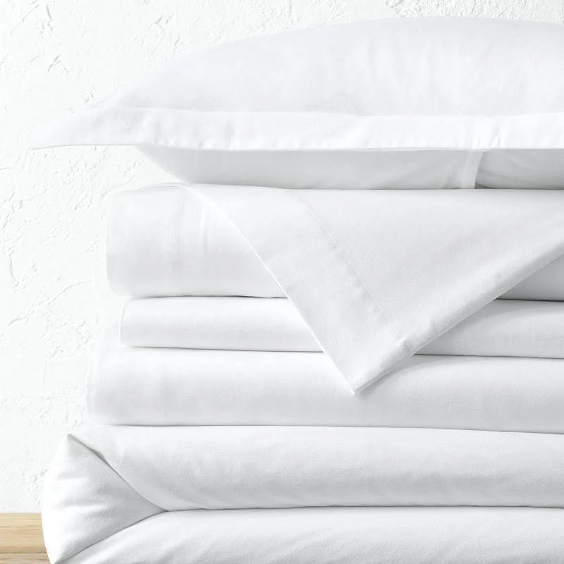 Lands' End Velvet Flannel Solid Duvet Cover, White, Twin