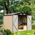 Aoxun Outdoor Storage Shed8x6 ft Garbage Canoutdoor Metal Shed for Toolgardenbike Brown, 8' x 6'