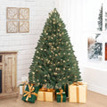 Traditional Prelit Artificial Christmas Tree with Warm Lights and Metal Stand, Wide Realistic Tree The Holiday Aisle Size: 7.5' H
