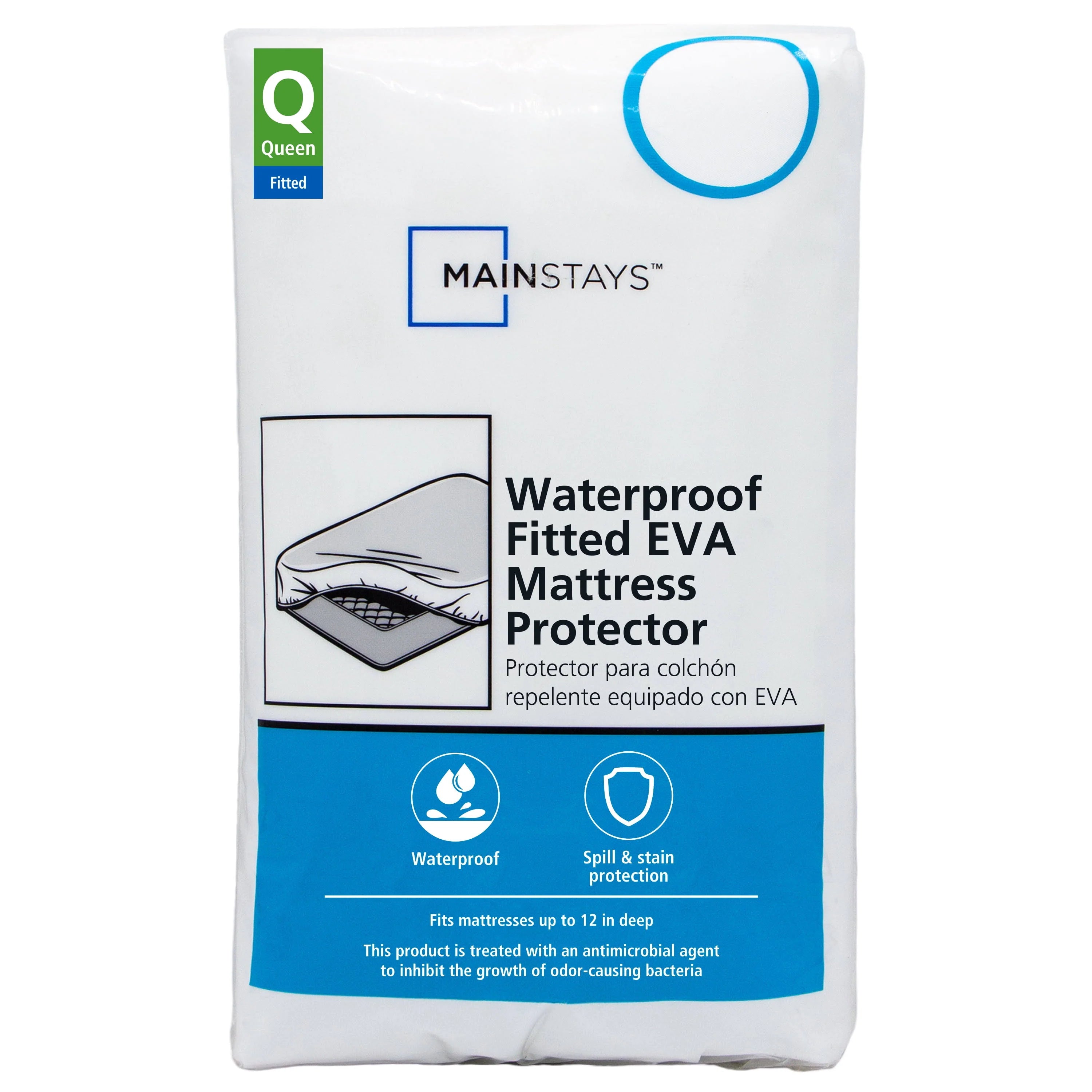 Mainstays Waterproof Eva Fitted Mattress Protector - Queen, White