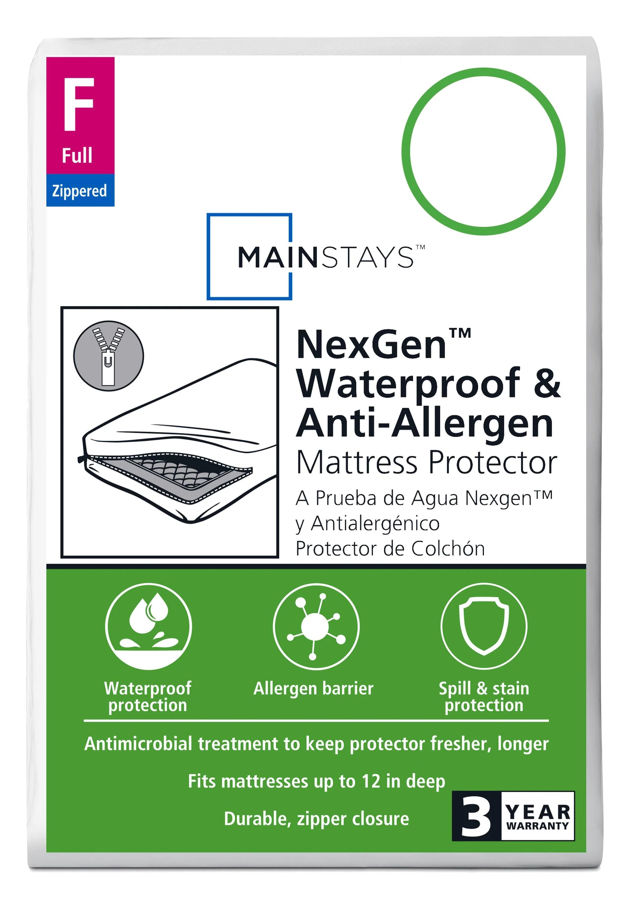 Mainstays Nexgen Waterproof Zippered Mattress Protector Full