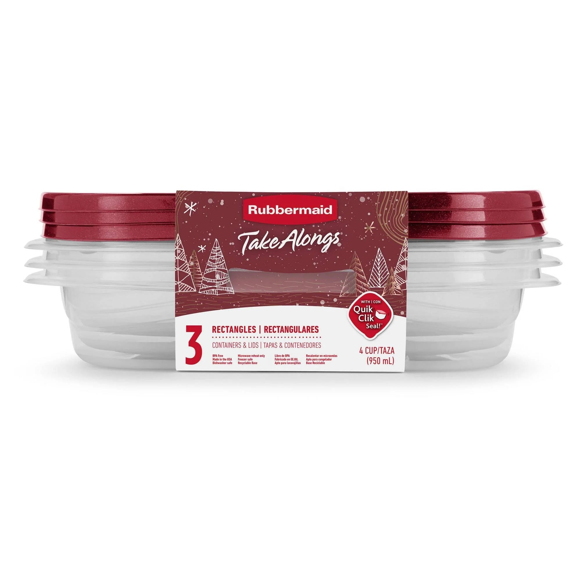Rubbermaid TakeAlongs Rhubarb Rectangle Container Storage Set - 3 ct
