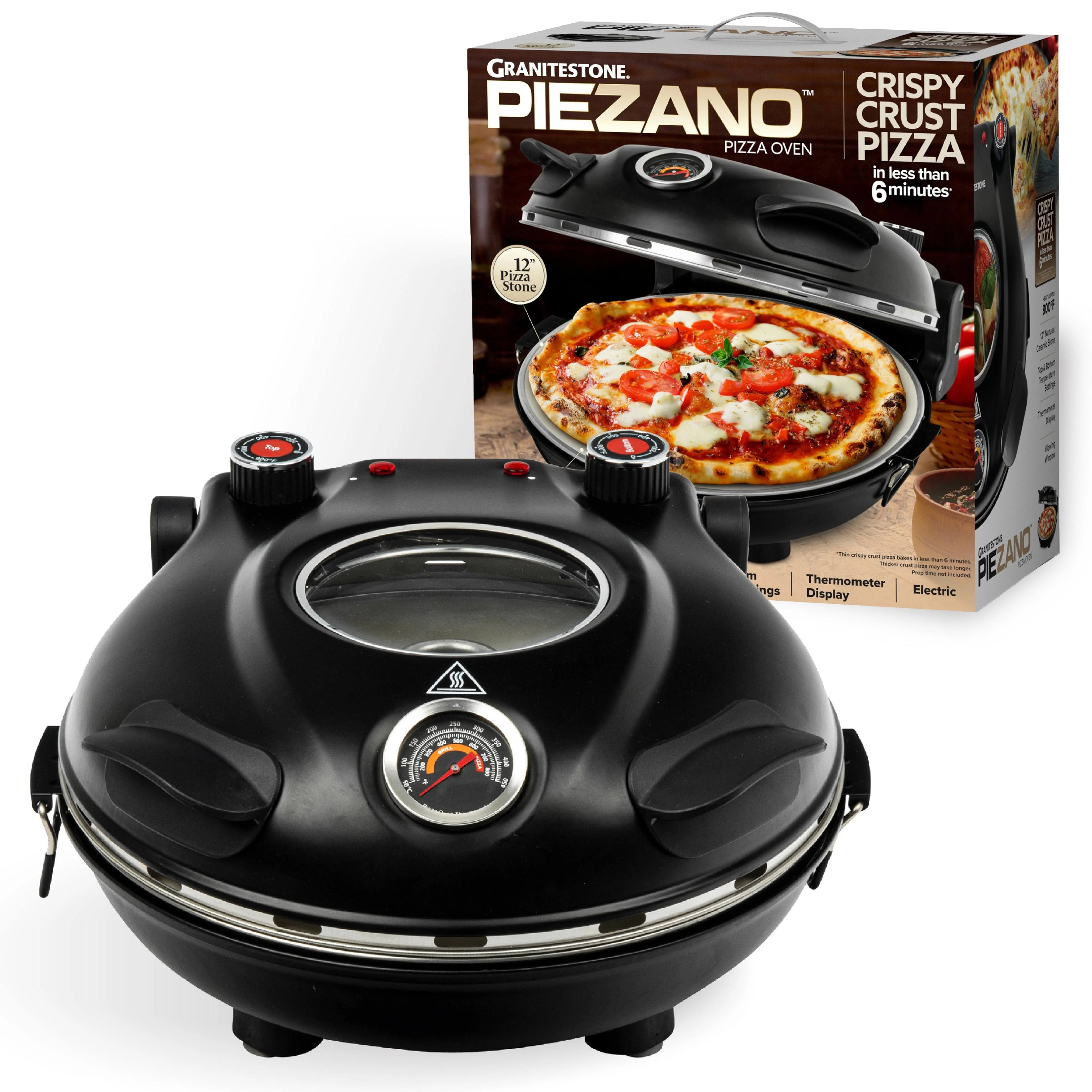 Granitestone Piezano Indoor Electric Pizza Oven ,Black