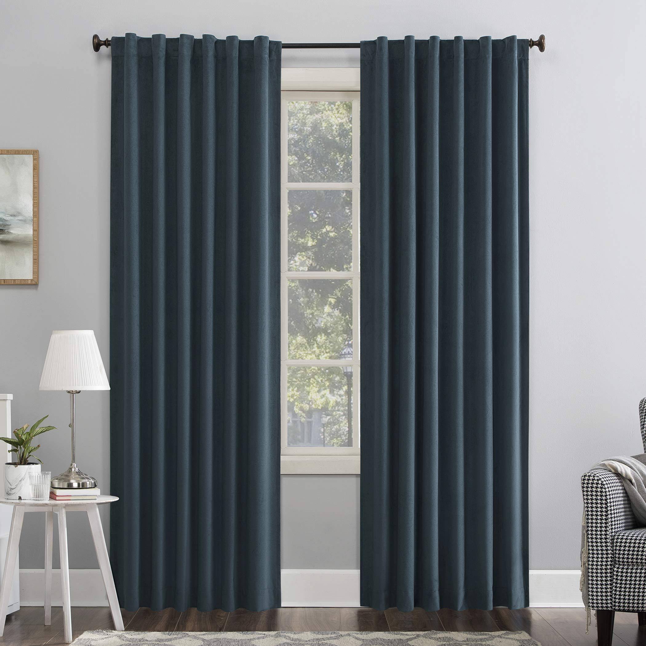 84"x50" Amherst Velvet Noise Reducing Thermal Back Tab Extreme 100% Blackout Curtain Panel Teal - Sun Zero