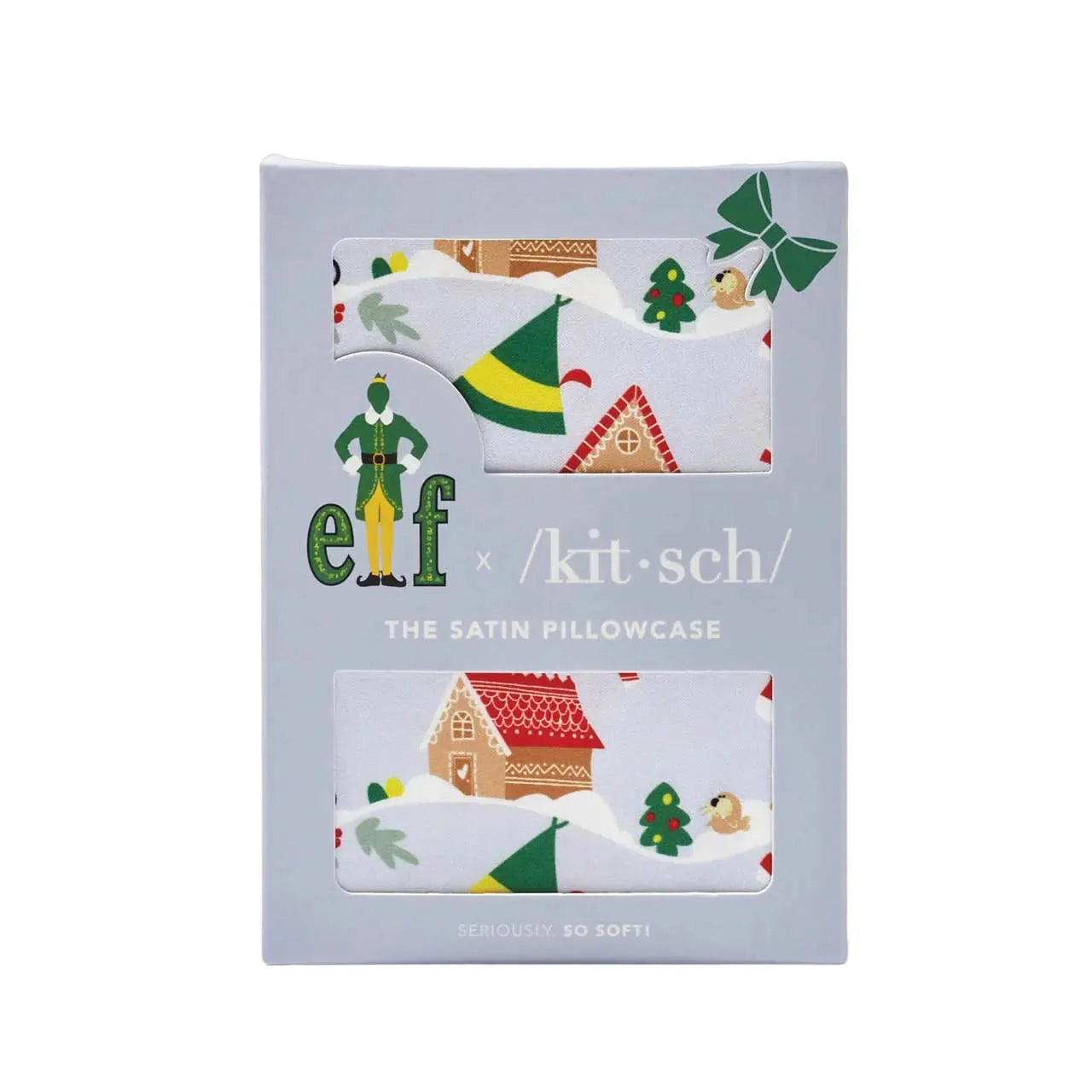 Elf x Kitsch King Satin Pillowcase - Periwinkle Christmas
