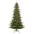Puleo International 6.5 Foot Pre-Lit Slim Aspen Fir Artificial Christmas Tree, Green