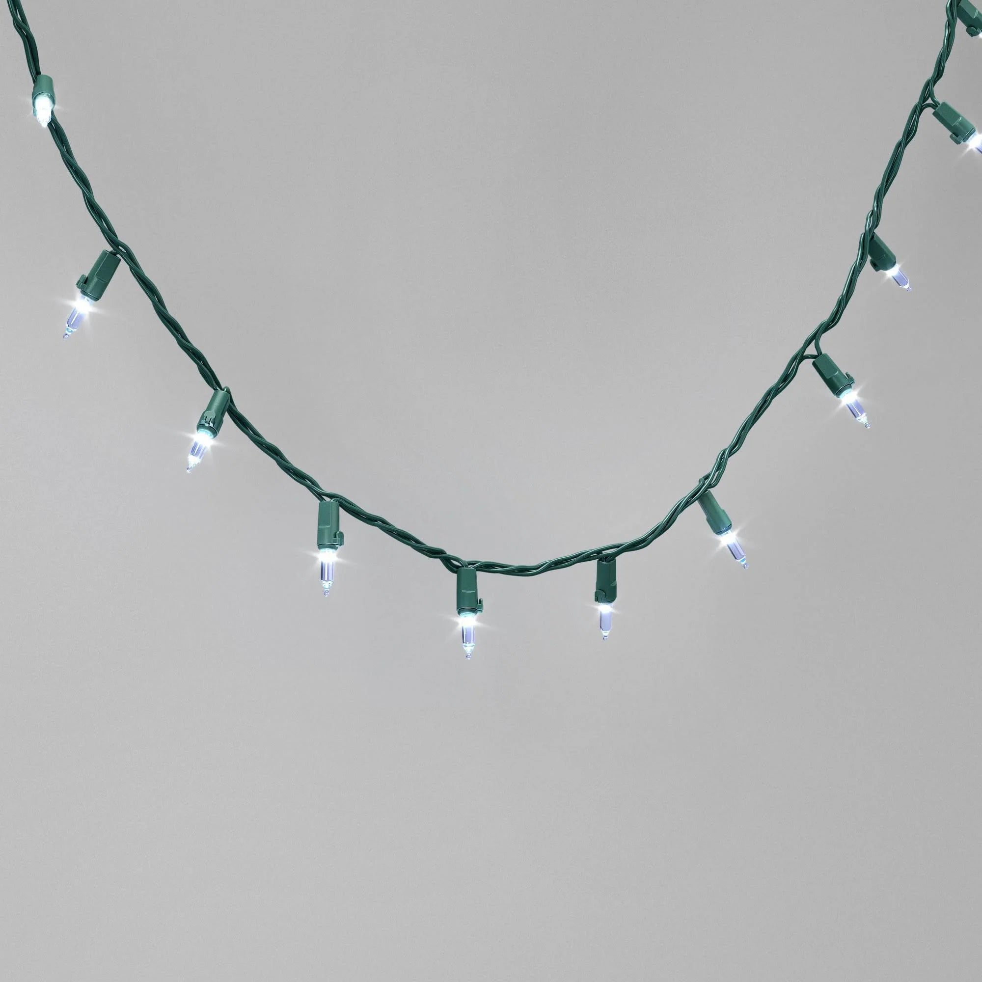 100ct LED Smooth Mini Christmas String Lights Cool White with Green Wire - Wondershop