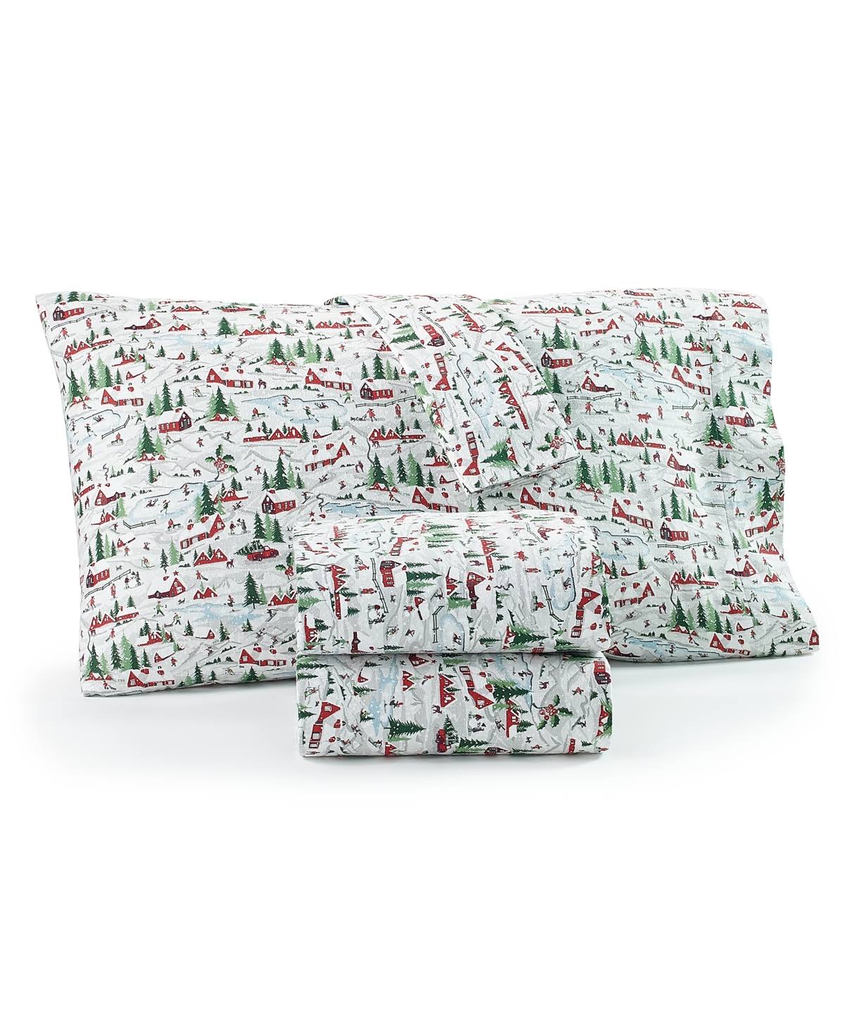 Charter Club Printed Flannel Cotton 4-pc. Sheet Set, Queen, Created for Macy's - Snow Day