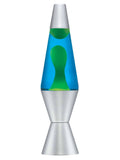 Lava the Original Silver Base Lamp with Yellow Wax in Blue Liquid, 14.5"