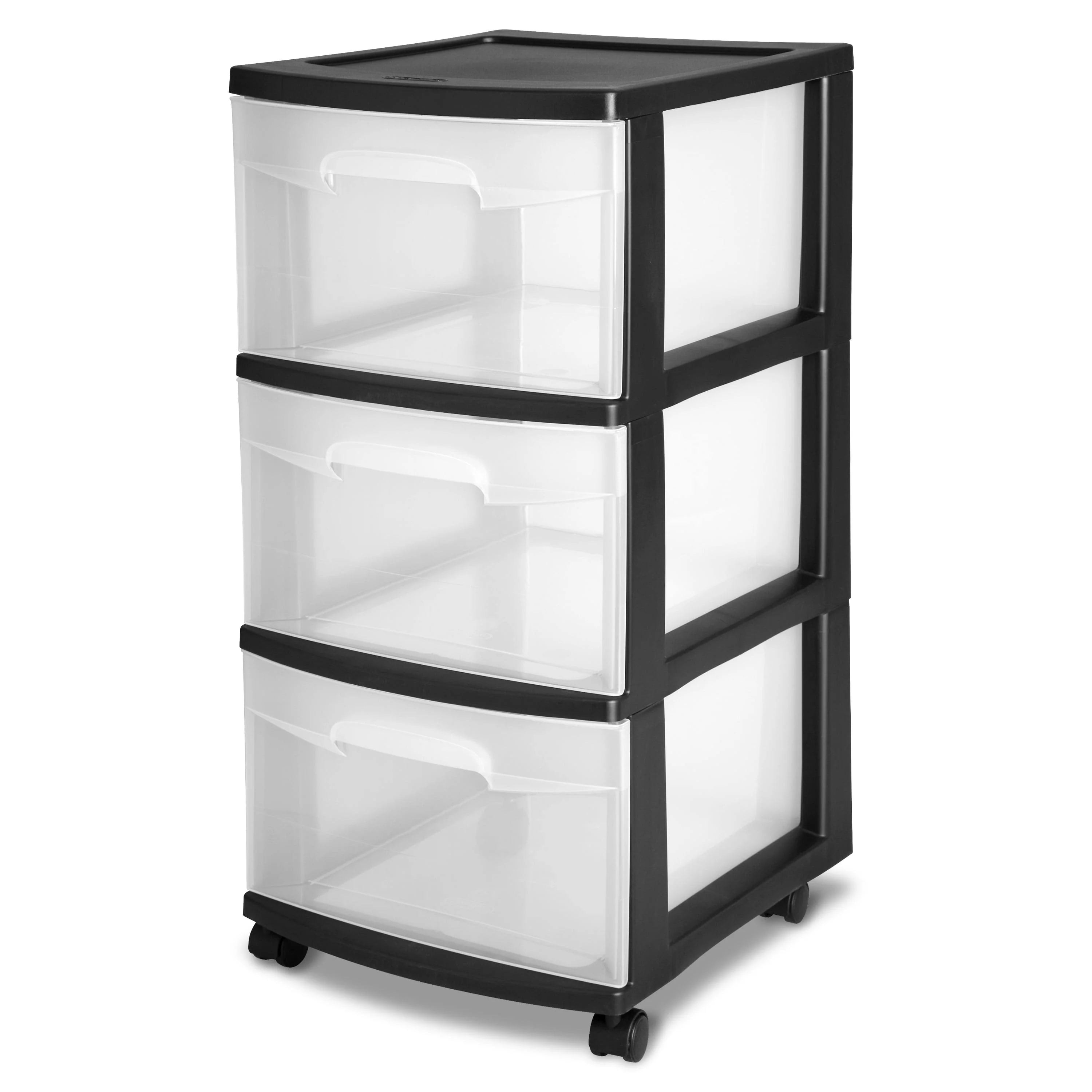 Sterilite Plastic 3-Drawer Cart, Black
