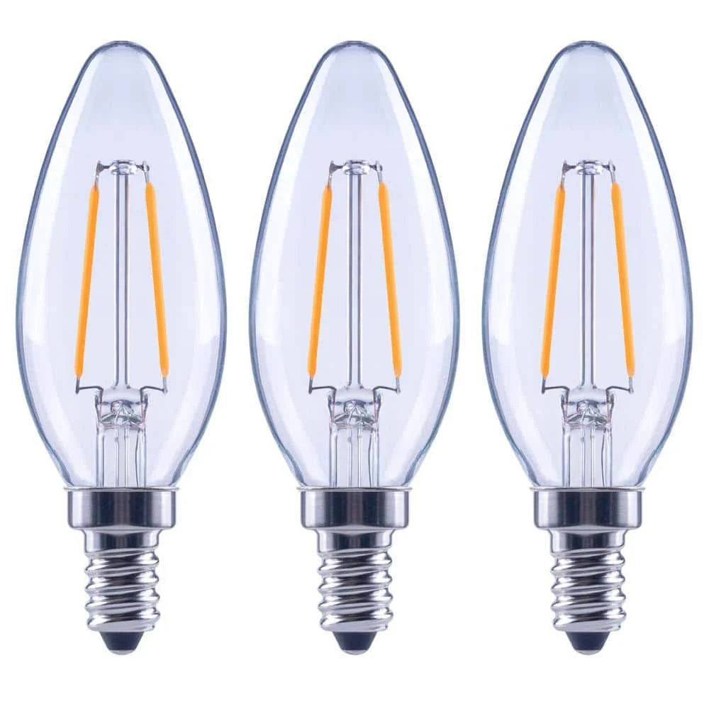 Ecosmart 25-Watt Equivalent B11 Dimmable Blunt Tip Clear Glass Candelabra LED Vintage Edison Light Bulb Bright White (3-pack)