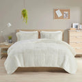 Intelligent Design - Malea Shaggy Faux Fur Comforter Set - Ivory - Twin/Twin XL