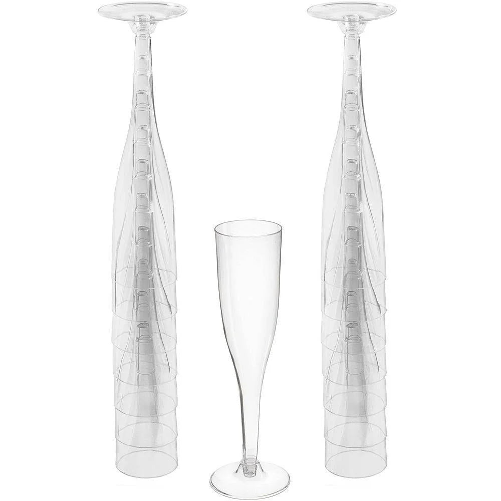 Amscan Plastic Champagne Flutes, 5.5 oz, Clear