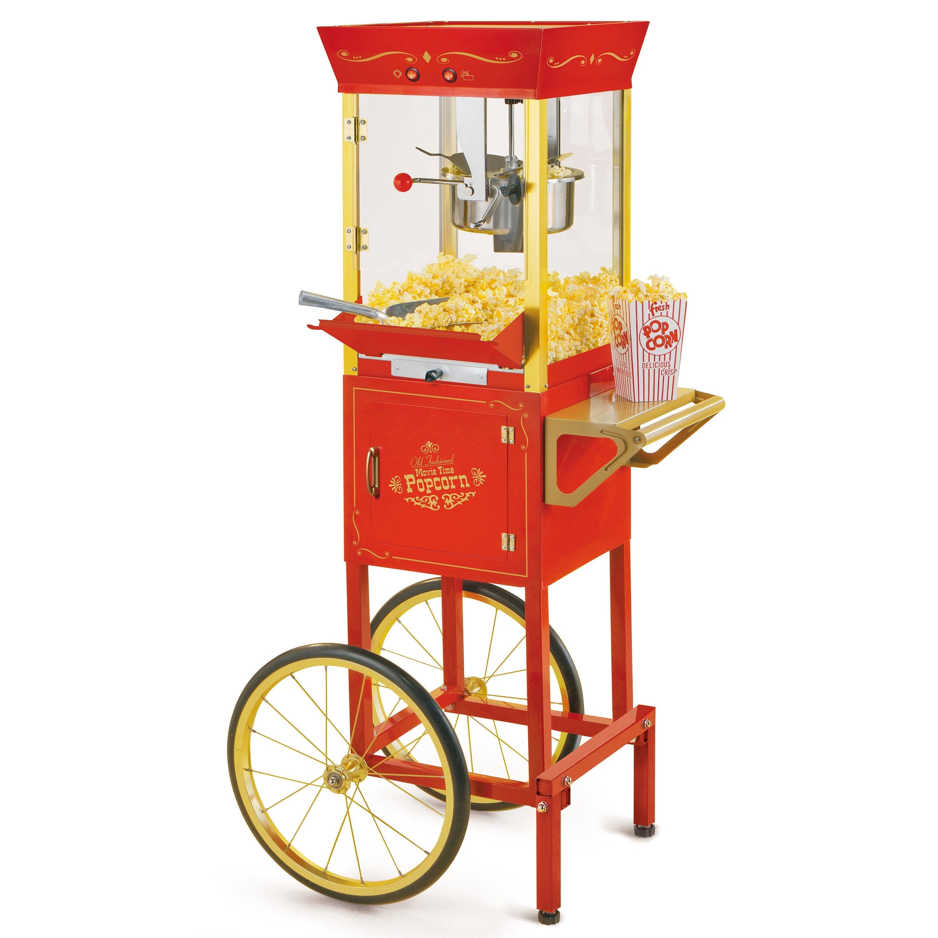 Nostalgia Electrics Vintage Series Commercial Kettle Popcorn Cart, Red