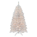Puleo International 4.5 ft Pre-Lit White Pencil Franklin Fir Artificial Christmas Tree with 150 UL-Listed Lights