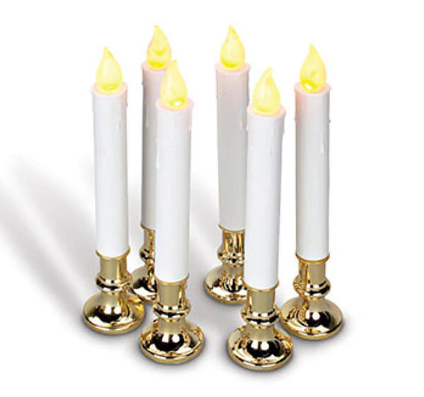 Gerson 04843 - 9" Battery Operated LED Brass Candle Lamp with Timer (6 Pack)
