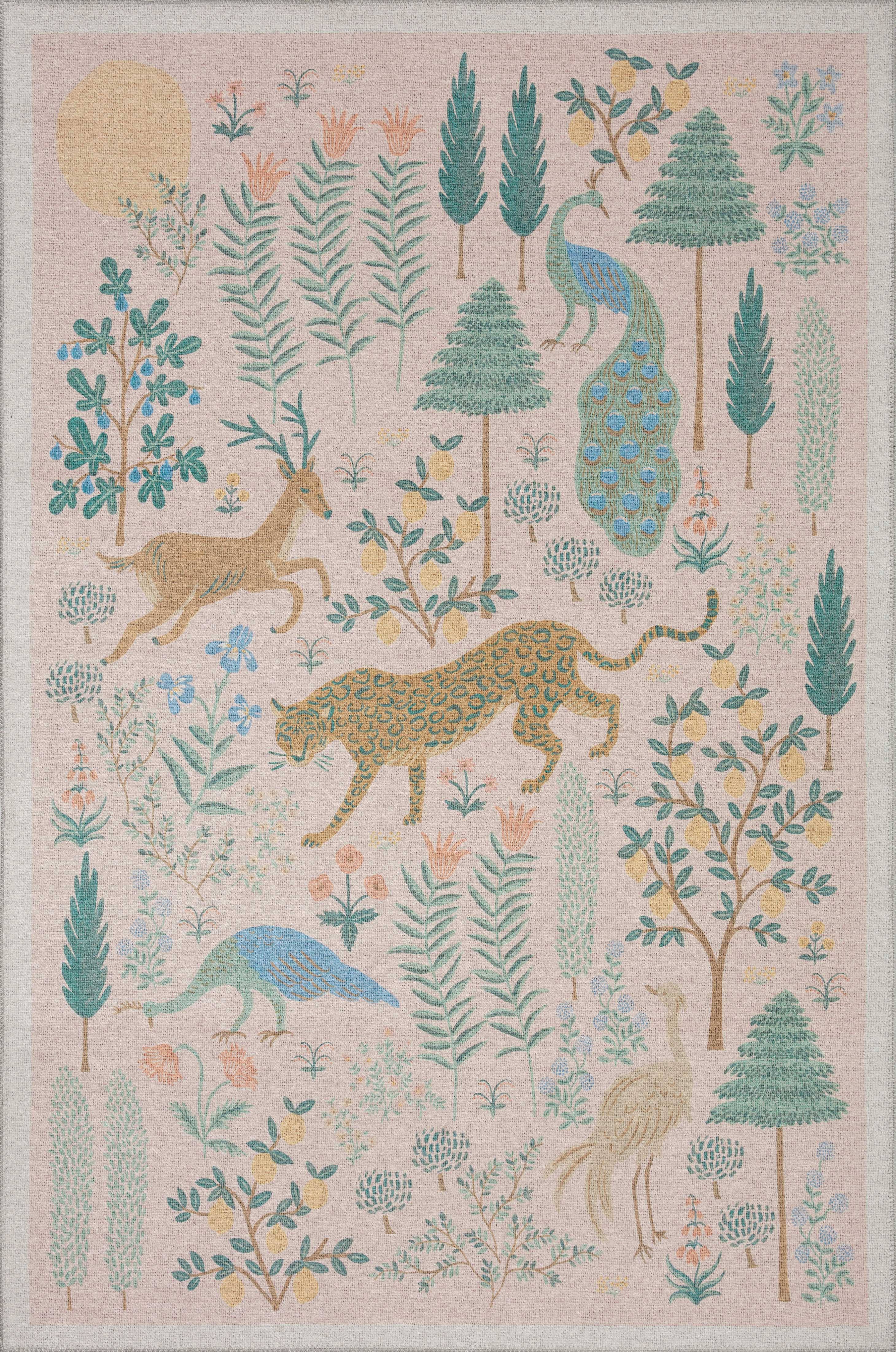 Rifle Paper Co. x Loloi Menagerie Blush Rug Size: 2'3" x 5'