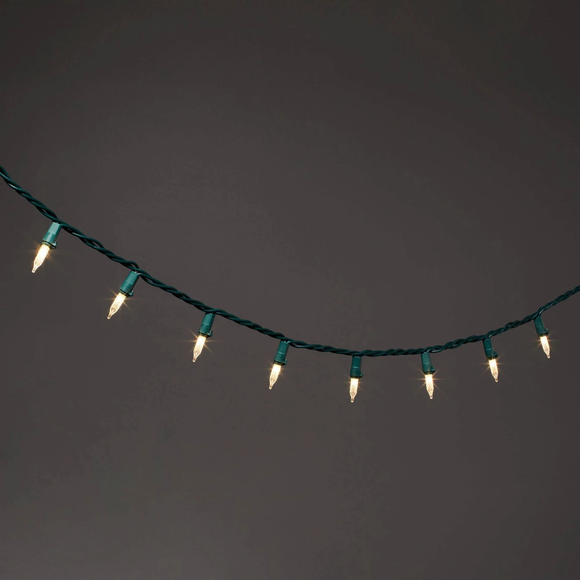 60ct LED Faceted Mini String Lights Warm White with Green Wire - Wondershop