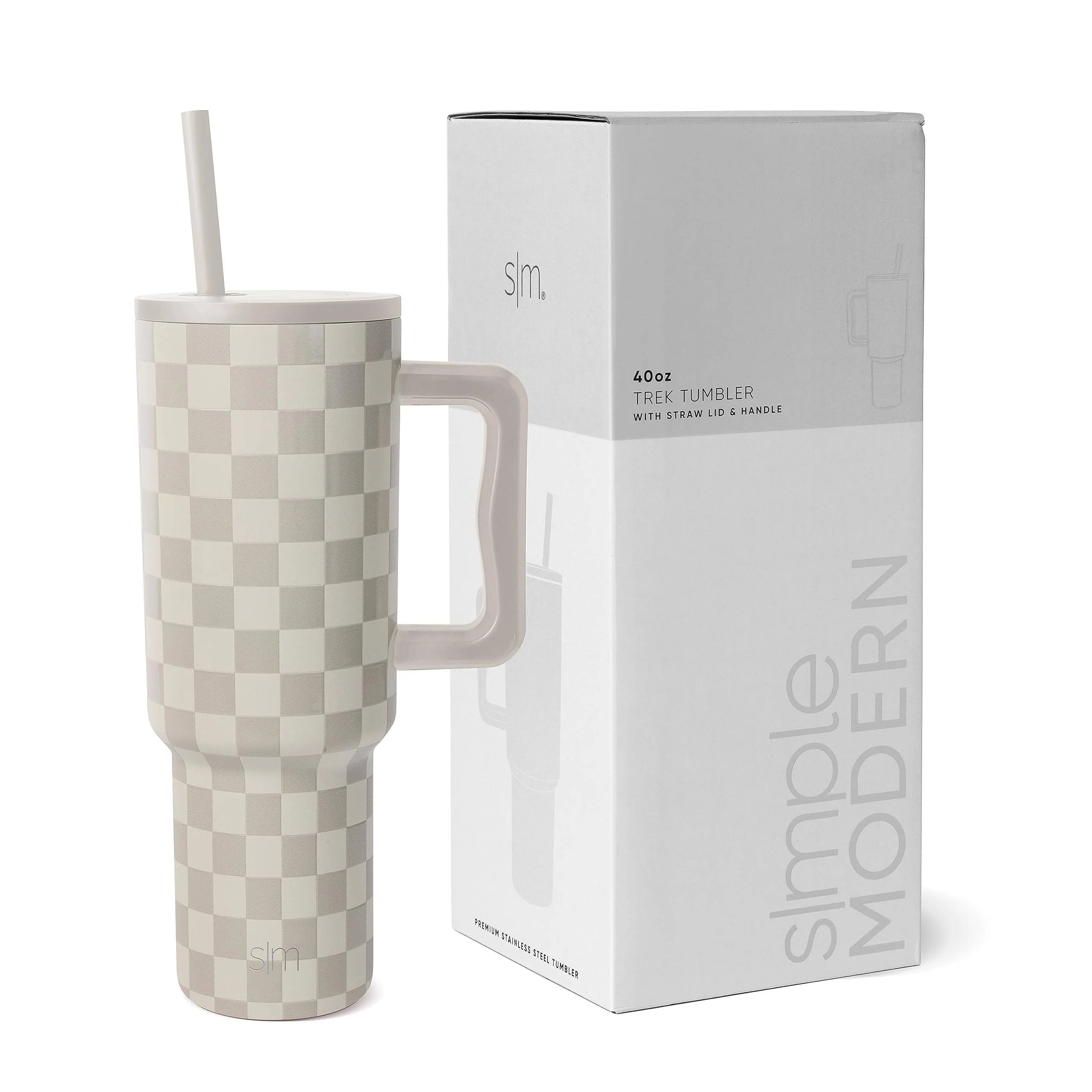 Simple Modern 40 oz Tumbler with Handle and Straw Lid | Insulated Cup Stainless Steel Water Bottle Stanley Fits Cupholders |Trek Collection