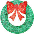 Best Choice Products SKY6244 48in Pre-Lit Outdoor Christmas Wreath, LED Metal Holiday Decor w/ 140 Lights, Bow - Green/Red