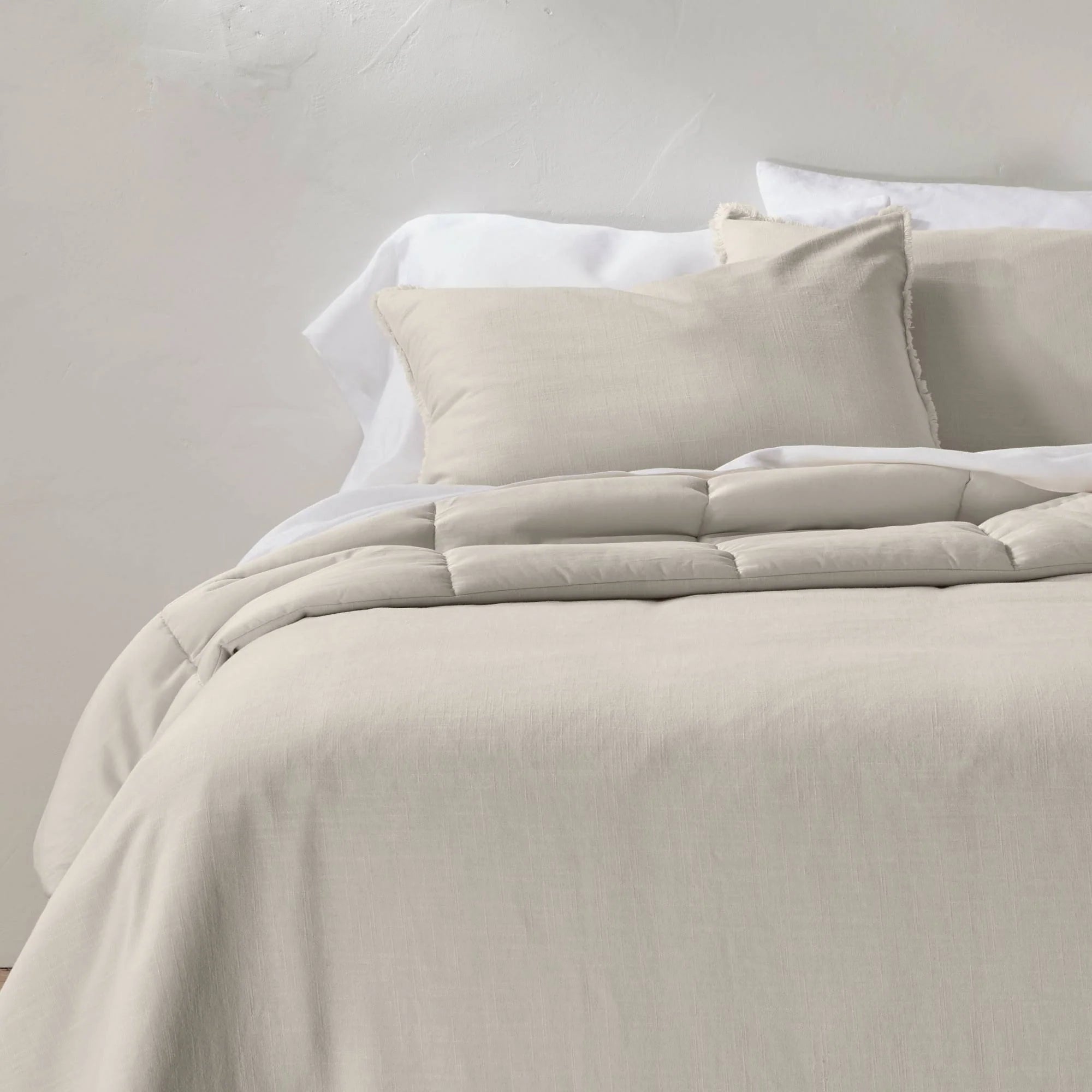 King Heavyweight Linen Blend Comforter & Sham Set Natural - Casaluna