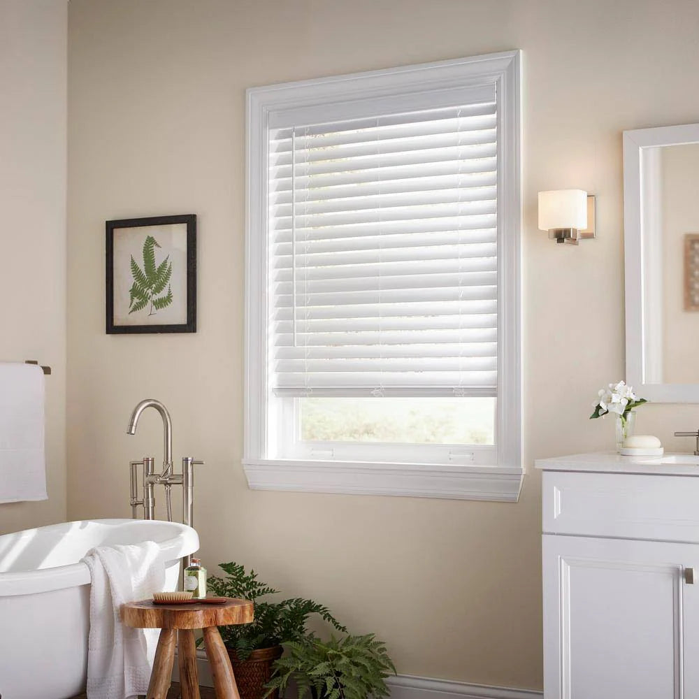 Home Decorators Collection White Cordless Room Darkening 2 in. Faux Wood Blind for Window - 13.25 in. W x 36 in. L