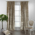 Extra Long and Extra Wide Solid Luxury Shiny Velvet Single Curtain Panel Lilijan Home & Curtain Size per Panel: 52" W x 72" L, Curtain Color: Beige
