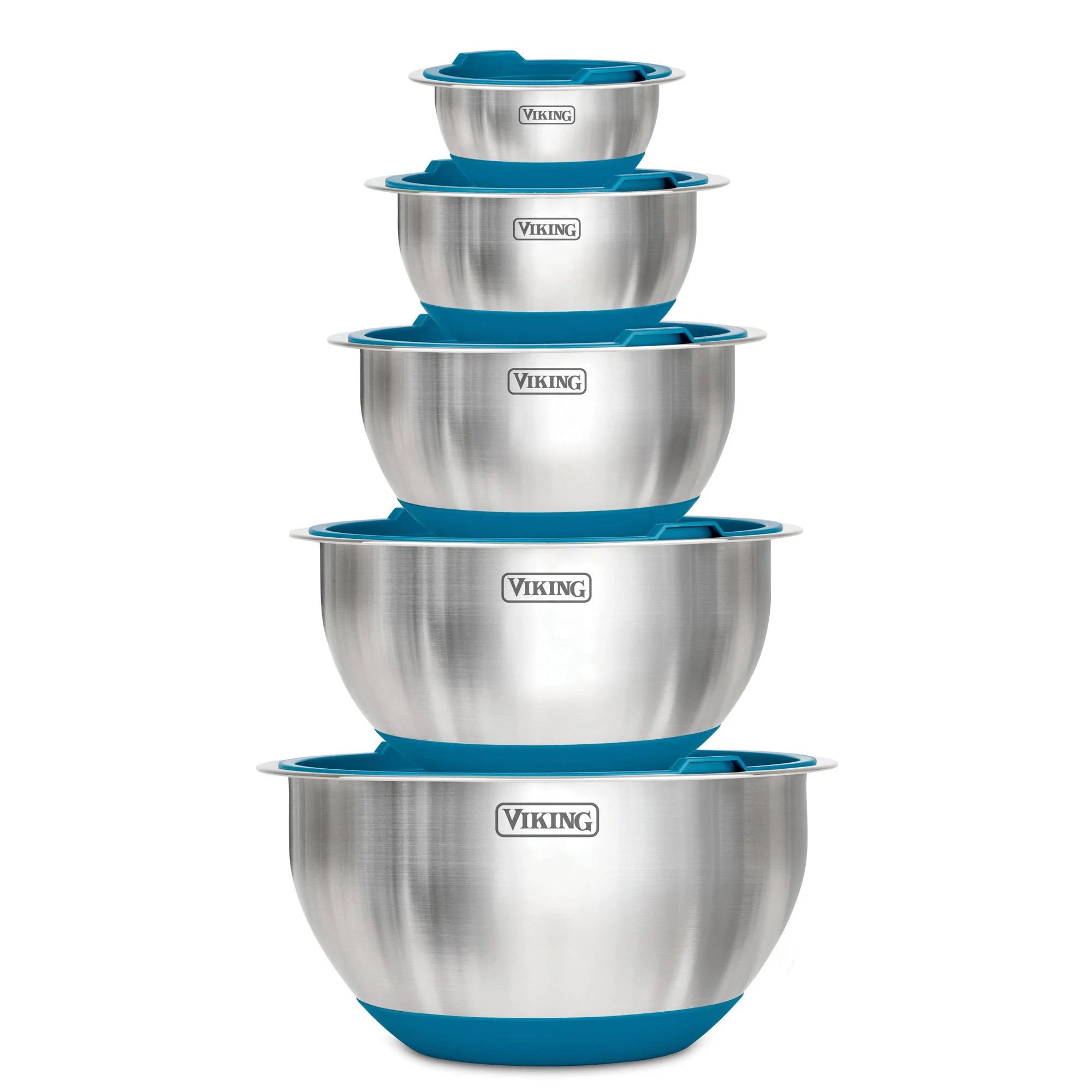 Viking 10 Piece Stainless Steel Mixing Bowl Set with Lids Teal