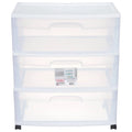 Sterilite 3 Drawer Wide Cart, White