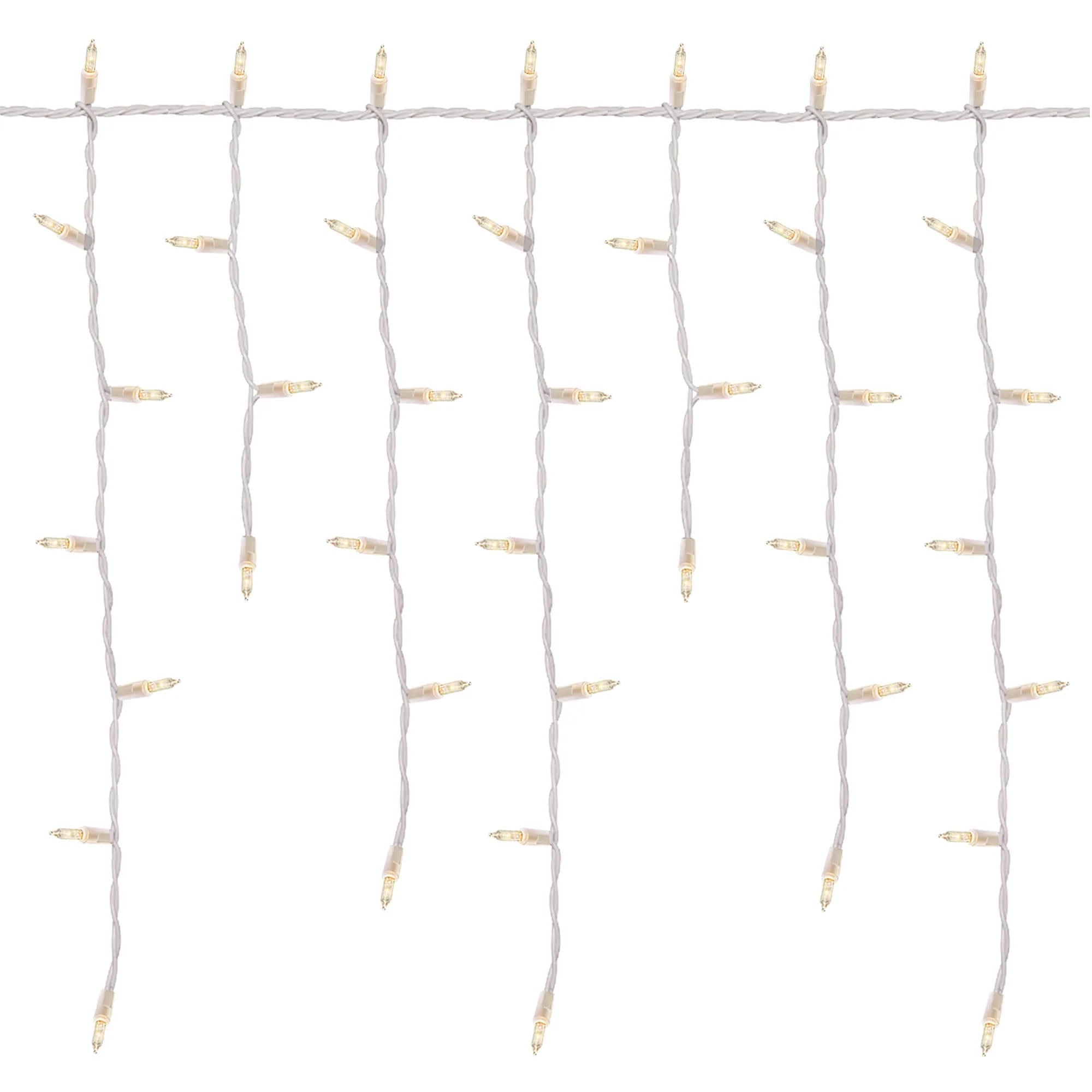Holiday Time Clear Icicle Christmas Lights with Wire - White - 19 ft
