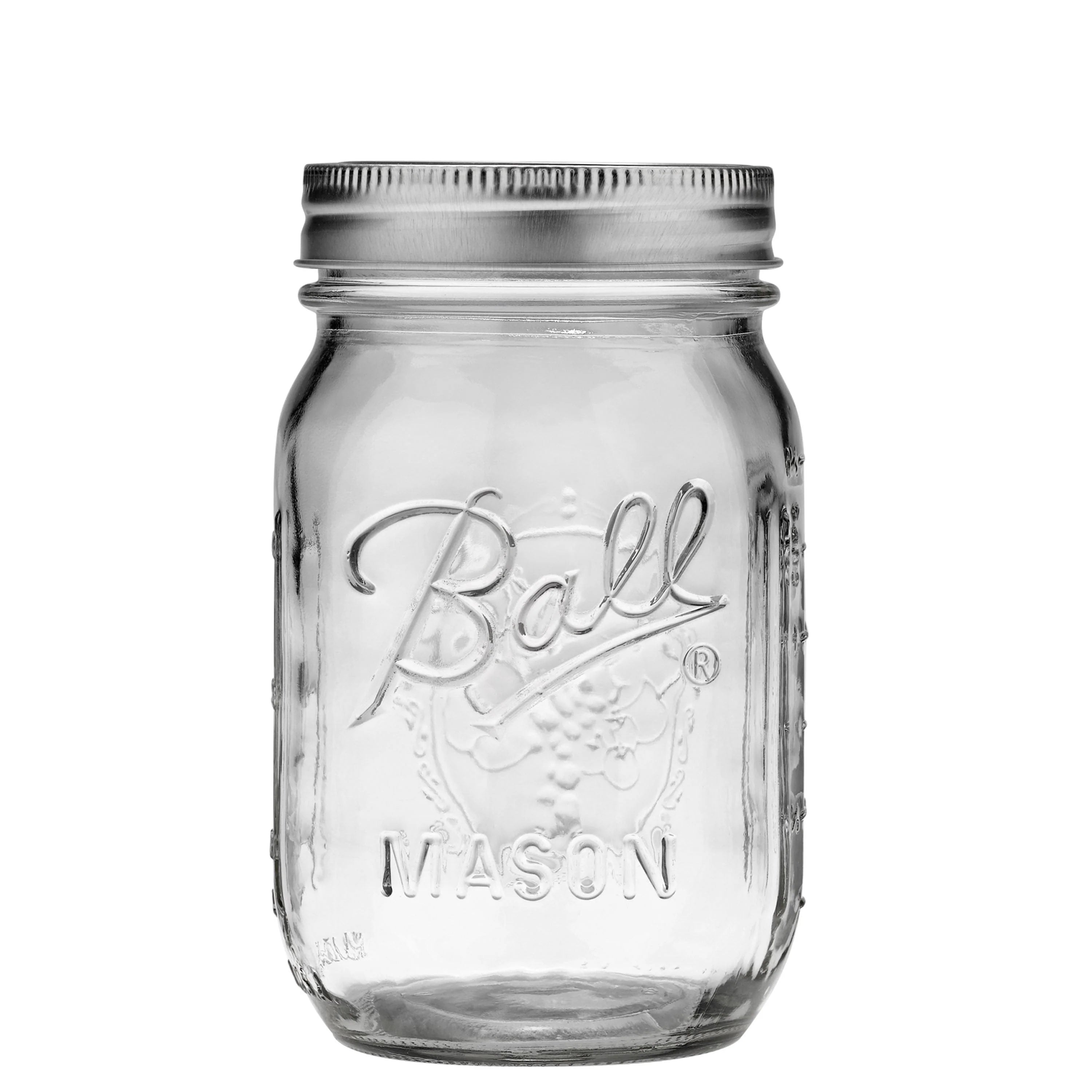 16-Ounce Clear & Silver Ball Mason Jar
