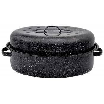 Granite Ware Oval Roaster, Black, 19"