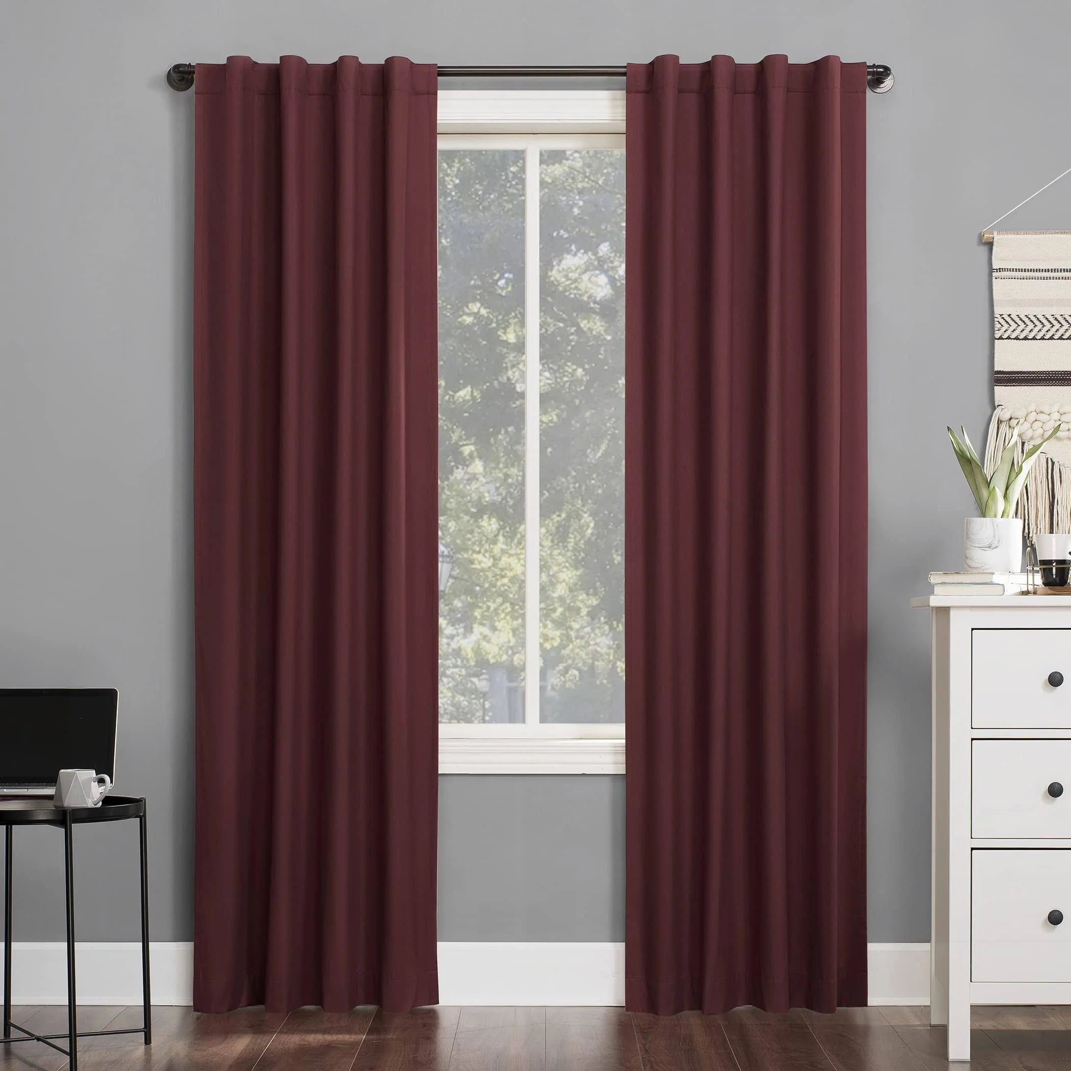 Sun Zero Cyrus Thermal Total Blackout Back Tab Curtain Panel - 40" x 84" - Wine Red