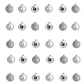 Nearly Natural Holiday Christmas 30 Count 2.5in. Shatterproof Ornament Set with Re-Useable Storage Container, Silver