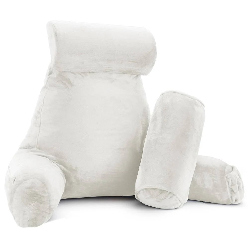 Nestl Large Bed Rest Shredded Memory Foam Reading Pillow with Arms&Pillow Foam Single Specialty Pillow in White | Medium
