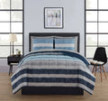 Mainstays Stripe Bed in A Bag Comforter Set with Sheets - Blue - Full Each