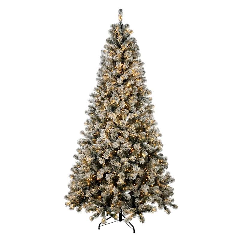 (B36) Pre-Lit LED Flocked Monterey Fir Tree, 7', Green, Sold by at Home