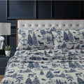 Tribeca Living Heavyweight Cotton Flannel Printed Extra Deep Pocket Sheet Set, Blue, Twin