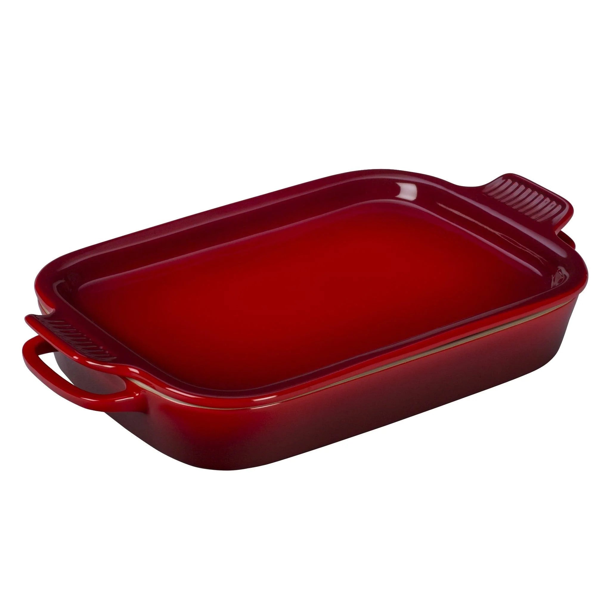 Le Creuset Stoneware Rectangular Dish with Platter Lid, 14 3/4" x 9, Cherry Red