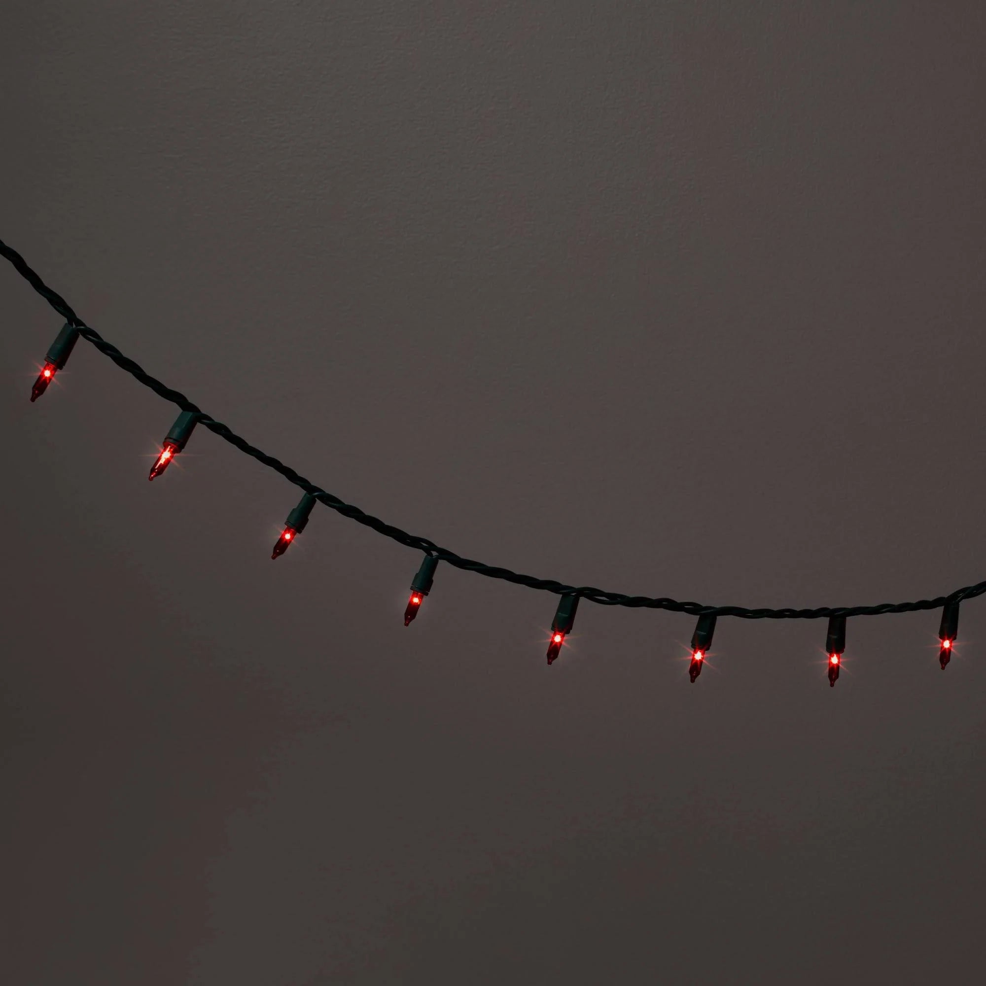 100ct Incandescent Smooth Mini Christmas String Lights Red with Green Wire - Wondershop