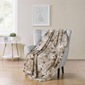 Vcny Decorative Throw Blanket: Cherry Blossom Design Accent for Couch or Bed, Colors: Dark Beige White Pink Black