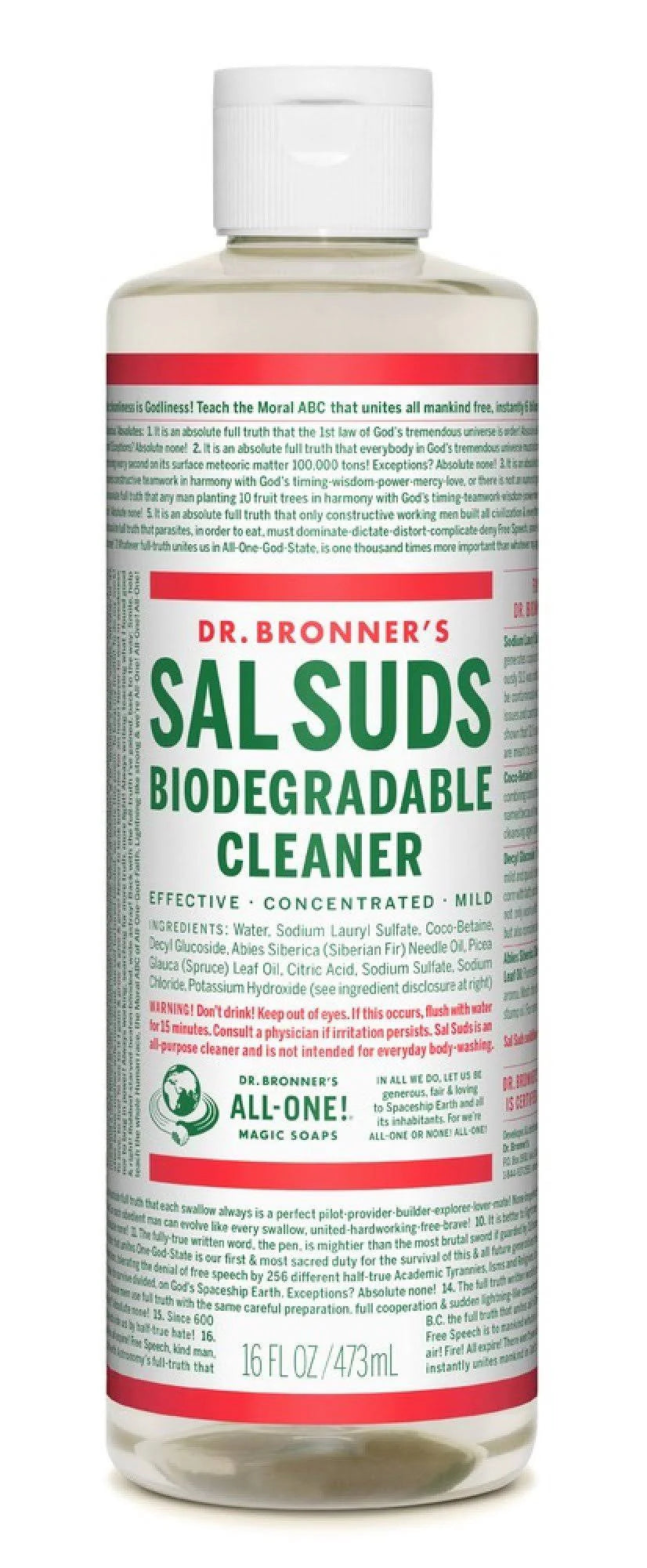Dr Bronners Cleaner, Biodegradable, Sal Suds - 16 fl oz
