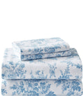 Laura Ashley Vanessa Cotton Flannel Sheet Set, Twin - Pastel Blue