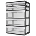 5 Drawer Wide Tower Storage Sterilite Organizer Cabinet Heavy Plastic