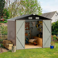 Aoxun Outdoor Storage Shed, 4x6 ft, Garbage Can,Outdoor Metal Shed for Tool,Garden,Bike, Brown